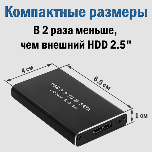 Внешний SSD-диск, большая емкость, прочный алюминиевый корпус, компактный размер 6.5x4x1см — изображение 9
