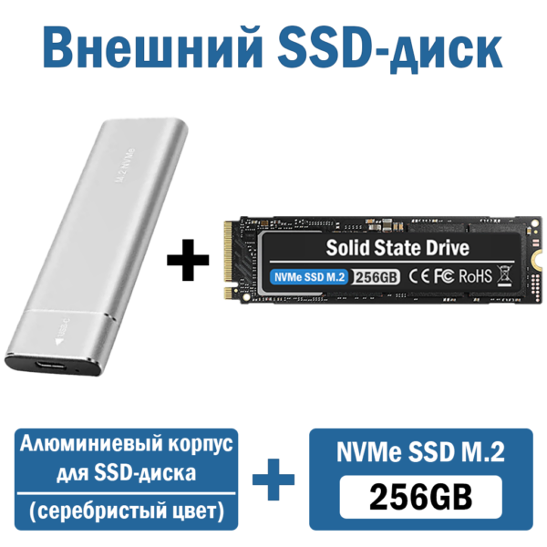 Внешний SSD-диск, большая емкость, прочный алюминиевый корпус, компактный размер 10.6x3.2x0.9см, серебристый цвет — изображение 3