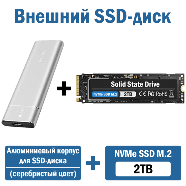 Внешний SSD-диск, большая емкость, прочный алюминиевый корпус, компактный размер 10.6x3.2x0.9см, серебристый цвет — изображение 6