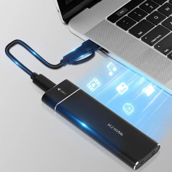 Внешний SSD-диск, большая емкость, прочный алюминиевый корпус, компактный размер 10.6x3.2x0.9см, серебристый цвет — изображение 15